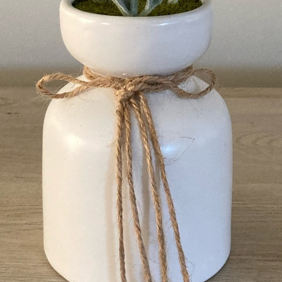 ❌SOLD Farmhouse Faux Lamb's Ear Ceramic Planter - Picture 6 of 7